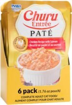 INABA Churu Entrée Pate for Cats, High Moisture, Prebiotic Wet Cat Food, 49 Grams per Pouch, 6 Pouches, Chicken with Salmon Recipe - Image 2