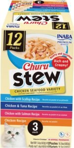 INABA Churu Stew for Cats, Side Dish Pouch with Vitamin E, 39 Grams per Pouch, 12 Pouches, Chicken & Seafood Variety - Image 2