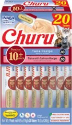 INABA Churu for Senior 10+, Creamy Lickable Cat Treats with Taurine, Vitamin E & C, 14 Grams Each, 20 Tubes, Tuna Variety - Image 2