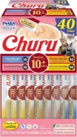 INABA Churu for Senior 10+, Creamy Lickable Cat Treats with Taurine, Vitamin E & C, 14 Grams Each, 40 Tubes, Tuna & Chicken Variety - Image 2