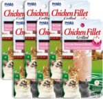 INABA Premium Hand-Cut Grilled Chicken Fillet Cat Treats/Topper with Vitamin E and Green Tea Extract, 25 Grams Each, Pack of 6, Crab Broth - Image 2