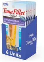 INABA Premium Hand-Cut Grilled Tuna Fillet Cat Treats/Topper with Vitamin E and Green Tea Extract, 14 Grams Each, Pack of 6, Shrimp Broth - Image 2