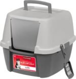 IRIS USA Cat Litter Box, Large Litter Box Enclosure with Front Door Flap and Scoop, Covered Kitty Litter Box with Handle and Buckles for Portability and Privacy, Gray - Image 2