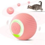 Intelligent Interactive Cat Toys Ball with LED Lights, Cat Toys, Automatic Moving Rolling Ball for Indoor Cats, Cat Companion Toy (Pink) - Image 2