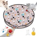 Interactive Cat Toys for Indoor Cats-Hide and Seek Game with 5-Holes Mat,Mouse-Squeak Interactive Cat Toy Ball,Pounce Pal Cat Toy Interactive,Motion-Activated - Image 2