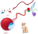 Interactive Cat Toys for Indoor Cats,3 Working Modes Cat Interactive Toys with Elastic Mesh Tail,Automatic Cat Toy for Bored Indoor Adult Cats and Kittens,Motion Activated (Red) - Image 2