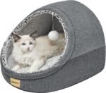 JIUPETY Cute Cat Beds for Indoor Cats, Cat Cave Bed for Kittens, Large Cat Cave and Covered Cat Bed with Anti-Slip Bottom, Washable Removable Cushion, M(16"x16"x13"), Dark Gray - Image 2