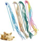 KABASI Cat Wand Toys, 4PCS Interactive Plush Srtip Cats String Teasing Stick with Bells for Kitten, Colorful Sturdy Pole Cat Toys for Having Fun Indoor Playing - Image 2