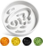 LE TAUCI Ceramic Slow Feeder Dog Bowls Small Breed, 0.6 Cups Dog Food Dish for Fast Eaters, Puzzle Bowl for Small Dogs and Cats, Angle White - Image 2