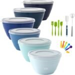 LISI 23Pcs Mixing Bowls Set with Lids, Airtight BPA-Free Nesting Bowls for Mixing, Baking, Cooking & Storage, Dishwasher Safe Serving Bowl, Includes Spatula, Spoons, Brush & Whisk - Image 2
