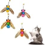 LWINGFLYER 4 PCS Cat Feather Toys Refill Insect Bee,Feather Cat Toys, Kitty Wand Toy Refill,Cat Toy Wand Replacement Attachments,Interactive Cat Toys for Indoor Cats - Image 2