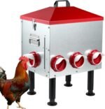 Large Automatic Chicken Feeder, 55LBS Chicken Feed Dispenser with Lid, 8 Feeding Ports, Adjustable Legs, Rodent Free, Waterproof Outdoor Metal Poultry Feeder - Image 2