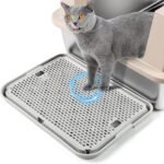 Large Cat Litter Box Step Mat, 42x28.5x2.5 cm Cat Litter Box Ramp Stairs, Cat Litter Catcher for Self-Cleaning Cats Litter Box, Cat Pedal Step Stool Ideal for Kitten & Older Cats(Light Grey) - Image 2