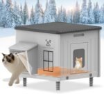 Large Stackable Heated Cat House for Outdoor Use in Winter, 100% Waterproof Insulated Outdoor Cat House with Safety Escape Door, Warm Cats Shelter with Heated Pet Mat Bed for Stray Cats（Grey） - Image 2