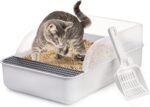 Lawei Open Top Cat Litter Box with High Side, Anti-Splashing Cats Litter Pan with with Litter Sifting Scoop, Semi-Closed Detachable Cat Cleaning Basin Kitten Toilet for Small Animal/Rabbit - Image 2