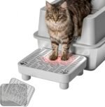 Litter Box Step/Ramp,Cat Litter Catcher Mat with Base,Pedal Step Stool with Filter Function,Waterproof & Non-Slip Kitty Litter Catcher Tray, Anti-Tracking,Easy to Clean and Protect The Floor - Image 2