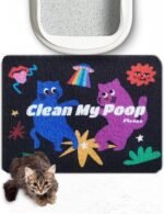 Lukamoo® Cute Cat Litter Mat (24’'x16’’), Large, for Kitty Litter & Cute Cat Litter Box, Cat Accessories for Indoor Cats (Disco) - Image 2