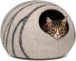 MEOWFIA Cat Cave – Premium Felt Cat Bed for Indoor Cats, Handmade Merino Wool (Light Grey, Large) - Image 2