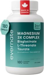 Magnesium 3X Complex – Bisglycinate, L-Threonate & Taurate – 3-in-1 Supplement for Brain, Muscle & Heart Support – 200mg Elemental Magnesium per Daily Dose – 180 Vegan Capsules – Made in Canada - Image 2