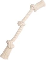 Mammoth Flossy Chews 100-Percent Cotton White 3-Knot Rope Tug, Medium, 20-Inch - Image 2