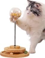 Marchul Cat Ball Toy with Treat Ball, Cat Treat Dispenser Toy with Roller Track Ball, Interactive Cat Toys Wooden for Indoor Cats Kitten, Cat Food Toy Automatic Slow Feeder Ball - Image 2