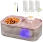 Marchul Cat Water Fountain and Stainless Steel Food Bowl, 100oz/3L Super Quiet Automatic Pet Water Dispenser with Smart Pump and 3 Replacement Filters for Cats and Small Dogs, Pink - Image 2
