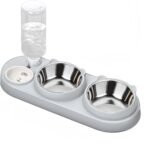 Marchul Cat Water and Food Bowl Set, 3-in-1 Elevated Feeder with 500ml Water Dispenser, 15° Tilted Stainless Steel Bowls for Cats, Small Dogs, Healthy Dining & Spine Care - Image 2