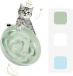 Melamine Cat Slow Feeder Bowl - Pastel Series Cat Plate for Dry and Wet Food - Cute Maze Feeder Dish for Healthy Eating - Dishwasher Safe - 6.3''W x 1.2''H - 7 OZ - Mint Green - Image 2