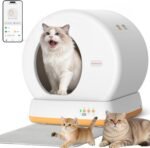 MeoWant Self-Cleaning Cat Litter Box, Advanced Safety System Automatic Cat Litter Box Perfect for Multi Cats, Extra Large/Odor Control/APP Control Smart Cat Litter Box with Mat & Liner, Yellow - Image 2