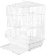 Metal Bird Cage for Parrots and Finches, White Iron Wire Pet Bird Carrier Cage with Portable Handle, - Image 2