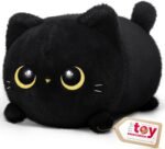 Mewaii Black Cat Plush, Cute Cat Plushies Toy, Soft Kitten Plushie Cuddle Pillow, Anime Plushie Doll, Cute Stuff Toys Gift for Girls, Boys and Males (8 Inch) - Image 2