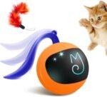 Migipaws Interactive Cat Ball Toy Set, Fun Tracker, Automatic Moving Chase Ball with Fluffy Tail, A Small Mice, Rechargeable (Orange) - Image 2