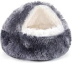 NOYAL Dog Bed Round Hooded Plush Cat Cave Donut Anti Anxiety Fluffy Dog Bed for Small Medium Dog and Cat - Image 2