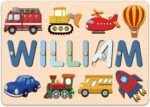 Name Puzzle for Kids Personalized, 1st Birthday Girl and Boy, Custom Baby Gifts with Engraved Text on Back, Montessori Learning Toys for Baby Boy & Girl - Image 2