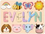 Name Puzzle for Kids Personalized, Montessori Learning Toys for 1 Year Old Boy Girl, Custom Puzzles with Engraved Text on Back, Personalized Baby Easter Gifts - Image 2