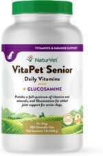 NaturVet VitaPet Senior Daily Vitamins Plus Glucosamine for Dogs, 180 ct Time Release, Chewable Tablets, Made in USA - Image 2