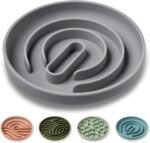 OHMO-Slow Feeder Dog Bowl for Small to Medium Breed, Cat Slow Feeder with Non Slip Suction Cup, Silicone Pet Feeding Dishes, Stop Gulping and Prevent Choking（Grey） - Image 2