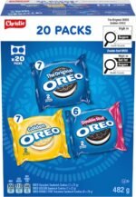 OREO, 20 Snack Packs (Individually Wrapped), 40 Cookies, School, Lunch, Travel, Gift, Birthday, Bulk Variety Pack of OREOs Original Chocolate & Double Stuf & Golden Vanilla Sandwich Cookies, 482g - Image 2