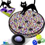 ORSDA Cat Toys Ball, Automatic Fast Rolling Ball in Pouch with Fixed Coil, Motion Chirping Activated Moving Ball, 7 Holes Mat Mouse Catching Game - Image 2