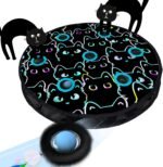ORSDA Cat Toys Ball, Motion Chirping Activated Moving Ball, Mat Mouse Catching Game Blue, 7 Hole Hide and Seek Indoor Cat Toy, Black Meow - Image 2