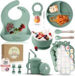 O'doe Baby Weaning Set – 15 Pcs Silicone Baby Feeding Set with Suction Plate, Bowl, Bib, Sippy Cup, Fruit Feeder & Freezer Tray – Baby Plates and Bowls Set for 3M+ | BPA-Free Baby Dishes & Utensils - Image 2