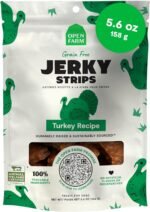 Open Farm, Dog Jerky Treats, Soft & Chewy Oven-Baked Jerky Strips Made with Ethically & Sustainably Sourced Ingredients, Protein Packed Dog Treats, Grain-Free Turkey Recipe, 5.6oz Pouch - Image 2