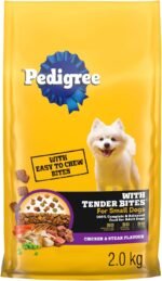 PEDIGREE with Tender Bites Small Dog Adult Dry Dog Food Chicken & Steak Flavour - With Whole Grains and Vegetables - Omega-6 for Healthy Coat and Skin, 2kg Bag - Image 2