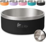 PET & MO 64oz 40oz Dog Bowl, Dog Water Bowls and Food Bowl for Dogs and Cats, Anti-Slip Stainless Steel Dog Bowls, Non-Rusting and Easy to Clean (Black, 40oz (5 Cups)) - Image 2