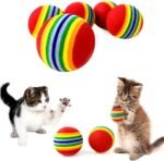 PET SHOW 50pcs 1.38" Red Rainbow Cat Toy Balls Soft EVA Foam Interactive Indoor Kittens Favorite Toys 35mm Dia. Small Dogs Puppies Toy Balls Bulk Activity Chase Quiet Play Bulk Sponge Ball - Image 2