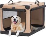 PETSFIT Soft Sided Dog Crate - 100L x 64W x 64H cm Lightweight, Easy Setup, Sturdy, Adjustable Framework with 3 Mesh Door, Portable Dog Kennel, Khaki - Image 2