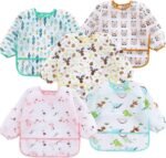 PandaEar 5 Pack Baby Bibs with Long Sleeves| Baby Feeding Bibs Smock for Eating| Full Bib for Infant Toddler 6-24 Months - Image 2