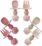 PandaEar 6 Pack Silicone Baby Spoons and Fork Feeding Set- Anti-Choke First Self Feeding Utensils for Baby Led Weaning Ages 3 Months -Pink - Image 2