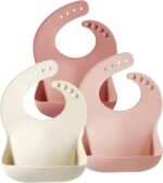 PandaEar Baby Silicone Bibs for Girls| 3Pack Toddler Bibs Baby Feeding Bib| Adjustable Waterproof BPA Free Soft Durable Silicone Baby Bibs for Eating with Large Pocket Food Catcher - Image 2