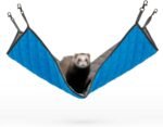 Paw Inspired 69x42cm Large Hanging Fleece Hammock for Ferrets, Rats, Chinchillas, Sugar Gliders, Small Pets | Hideout Toy for Guinea Pigs, Hamsters | Swivel Clips for Small Animal Cages (Gray/Blue) - Image 2